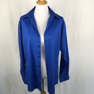 Men’s royal blue satin stripe vanhuesen dress shir